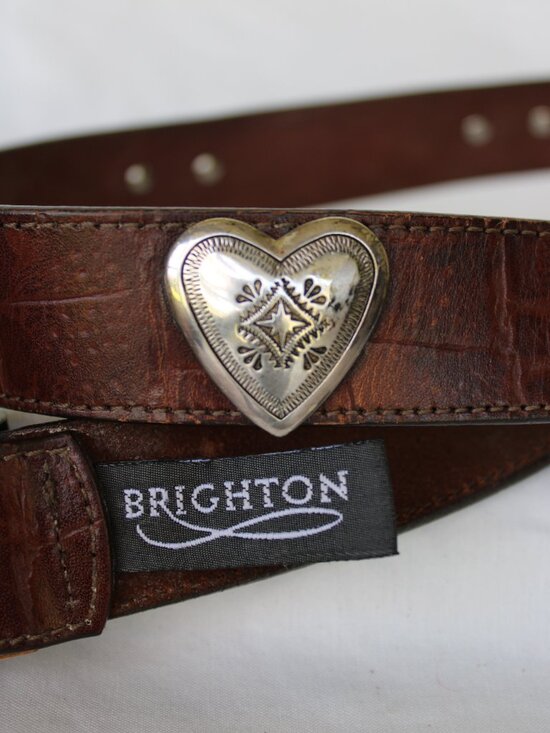 Brighton leather Silver Tone Medallion heart Concho Belt Cowgirl Southwest L - Picture 9 of 9